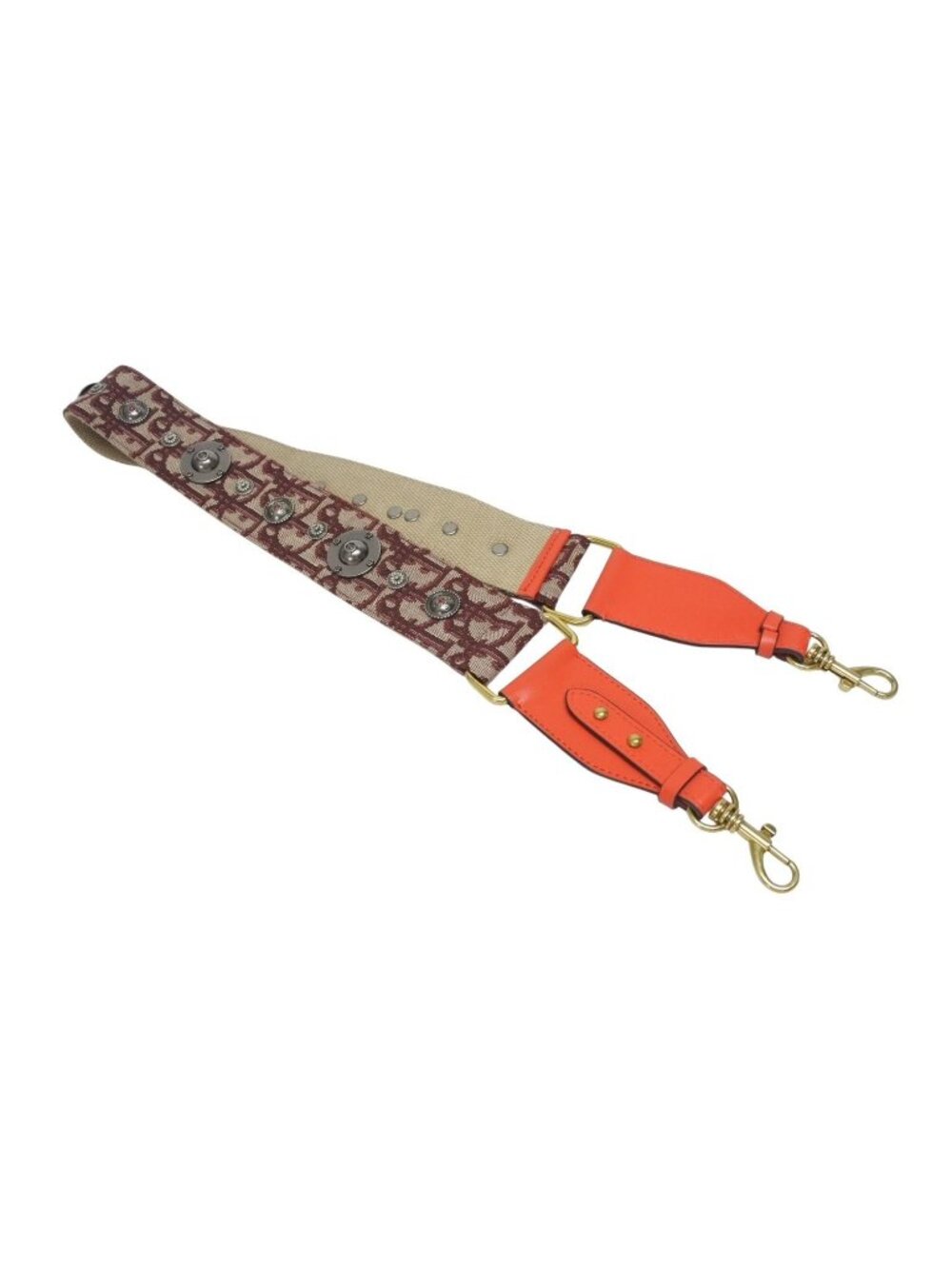 Dior Shoulder Strap Trotter Studs Leather Canvas Bordeaux